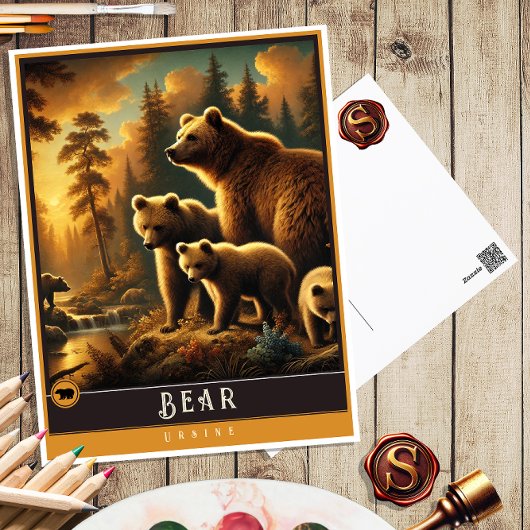 Ours | Carte postale Famille Vintage Animal