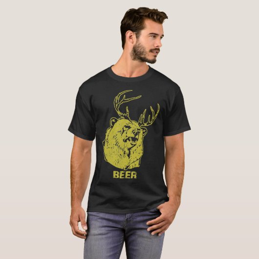 Ours + Cerf = Beer Funny Retro Classic T-Shirt (Devant entier)