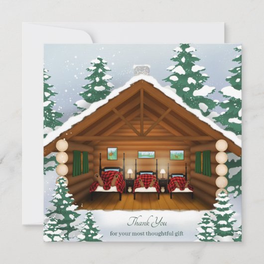Ours couché Famille Cosy Carte pour notes d'hiver (Devant)