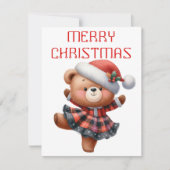 Ours Cub Dansant - Carte de Noël (Devant)