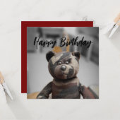 Ours d'anniversaire de carte (Devant/Arrière en situation)