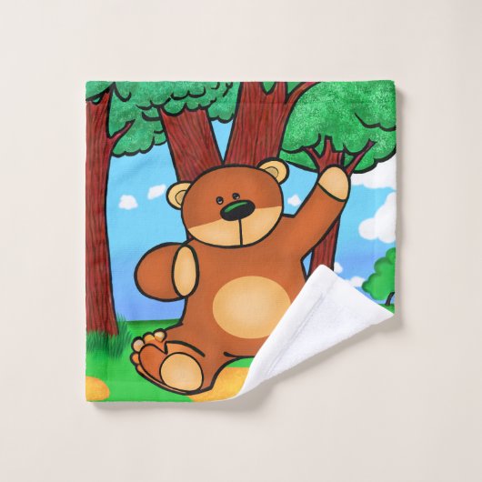 Ours dans la prairie - Bear in grassland (Gant de toilette)