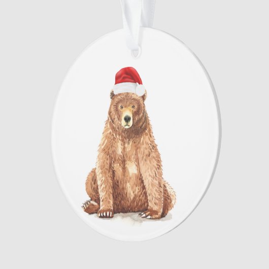 Ours d'aquarelle avec le Père Noël (devant)