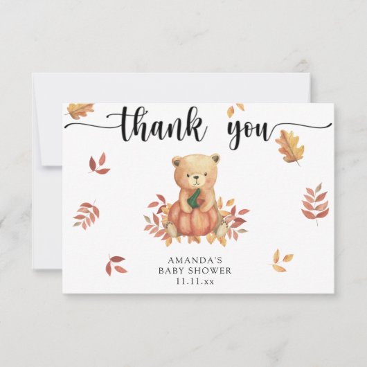 Ours d'automne avec citrouille - merci (Devant)