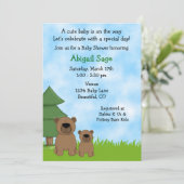 Ours de bois Invitation Baby shower neutre (Debout devant)