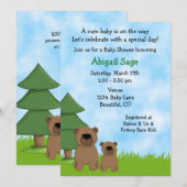 Ours de bois Invitation Baby shower neutre (Devant / Derrière)