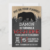 Ours de bûcheron Un 1er anniversaire Invitation (Devant)