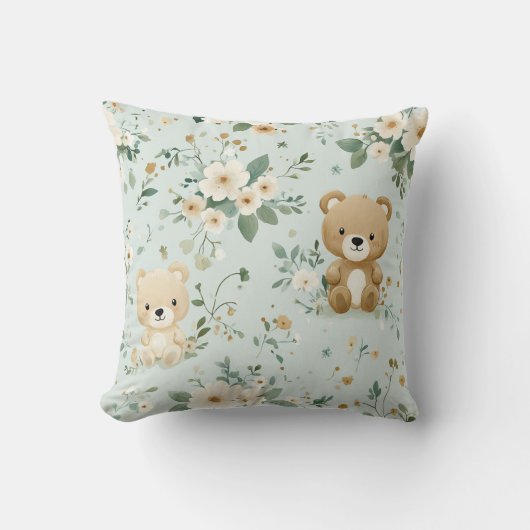 Ours de câlin et fleurs Coussin bébé (Recto)