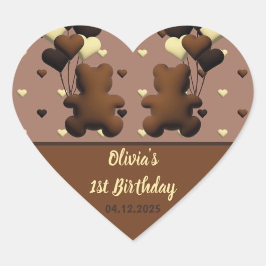 Ours de chocolat mignon stickers coeur d'anniversa (Devant)