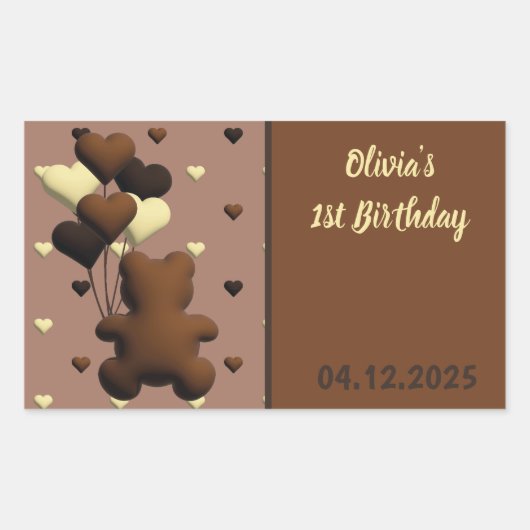 Ours de chocolat mignon stickers rectangle d'anniv (Devant)