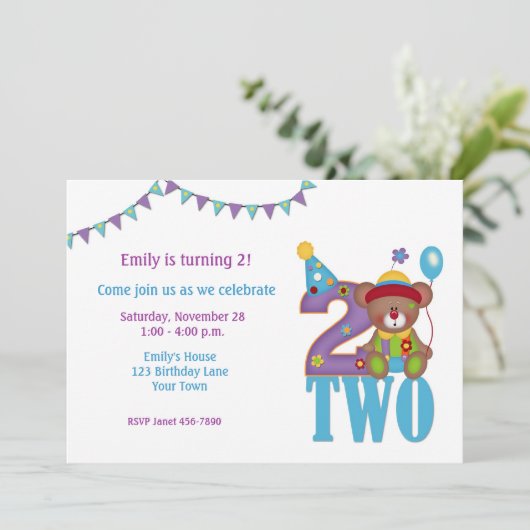 Ours De Clown, Deux, Invitation D'Anniversaire (Debout devant)