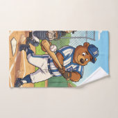 Ours de dessin animé jouant au baseball (Serviette à main)