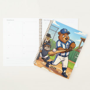Ours de dessin animé jouant au baseball Personna