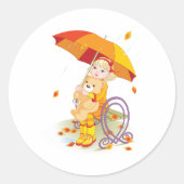 Ours De Fille Et Teddy Dans Les Stickers De Pluie (Devant)
