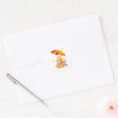 Ours De Fille Et Teddy Dans Les Stickers De Pluie