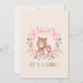 Ours de fleurs roses Baby shower Invitation (Dos)