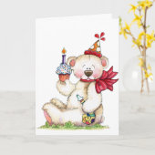 Ours de joyeux anniversaire - carte (Fleur jaune)