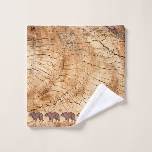 Ours de marche en bois rustique (Gant de toilette)