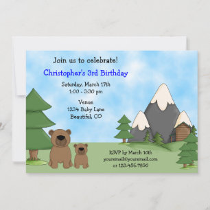 Ours de montagne Invitation d'anniversaire pour le