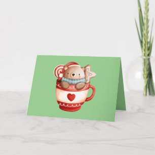 Ours De Noël Dans Une Carte de remerciements De Co