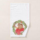 Ours de Noël et couronne (Serviette à main)