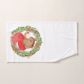Ours de Noël et couronne (Serviette à main)