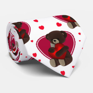 Ours de nounours de Valentine et coeurs, cravate