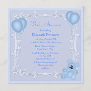 Ours de nounours mignon et invitation bleu de baby
