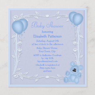 Ours de nounours mignon et invitation bleu de baby
