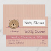 Ours de nounours rose - invitations de douche de (Devant / Derrière)