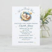 Ours dormant sur la Lune Invitation Baby shower (Debout devant)