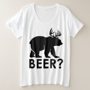Ours drôle Cerf "BIÈRE?" T-Shirt Graphique – Humor