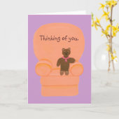 Ours en chaise, Penser à vous, cartes de voeux (Fleur jaune)