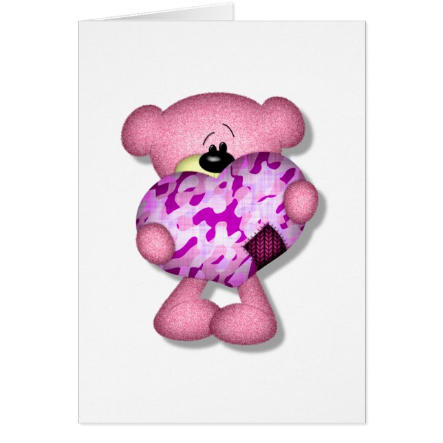 ours en coeur camouflage rose (Devant)