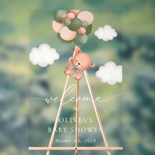 Ours En Conflit, Ballons Verts, Baby shower D'Accu