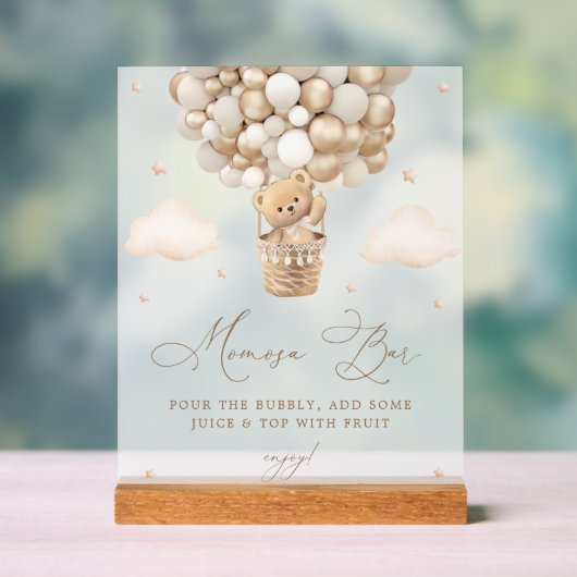 Ours en peluche avec ballons neutres Mimosa Bar (Neutre)