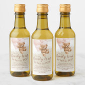 Ours en peluche avec ballons roses Mini Étiquette  (Bouteilles)