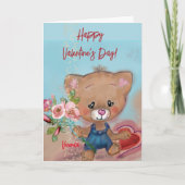 Ours en peluche avec fleurs Carte de la Saint-Vale (Devant)