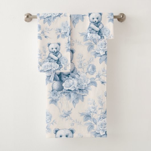 ours en peluche avec roses bleus (En situation)