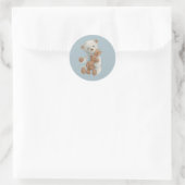 Ours en peluche blanc avec sticker rond classique  (Sac)
