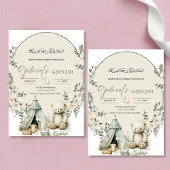 Ours en peluche blanc et invitation à l'qiqa flora