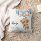 Ours en peluche bleu ballon Baby Shower  Coussin (Couverture)