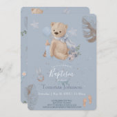 Ours en peluche Boho Baptême Invitation (Devant / Derrière)