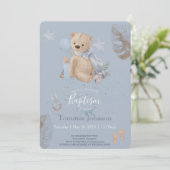 Ours en peluche Boho Baptême Invitation (Debout devant)