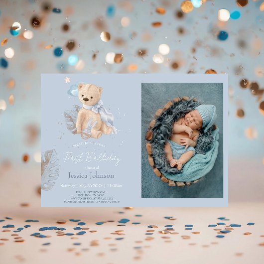 Ours en peluche Boho Invitation d'anniversaire