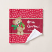 Ours en peluche de Noël avec cadeau et flocons de (Gant de toilette)
