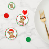 Ours en peluche de Noël sur Confetti vert et rouge (Groupe)