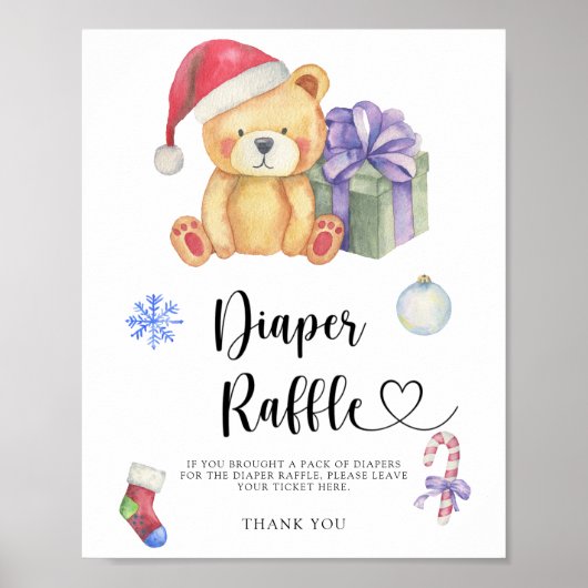 Ours en peluche d'hiver - affiche de la tombola de (Devant)