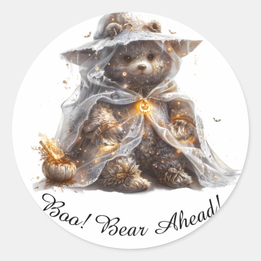 Ours en peluche. Fantôme. Autocollants ronds class (Devant)