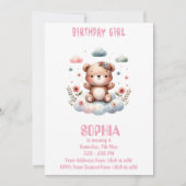 Ours en peluche "Fille d'anniversaire" Invitation (Devant)
